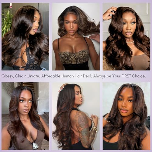 Highlight Brown Body Wave Human Hair Bundles - 12 Inch Virgin Brazilian Wavy Extensions