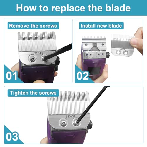 Fine Blade & Medium Blade Compatible with Oster Fast Feed 076023 and Salon Pro Clippers 076830 Blades Replacement,(Fine Blade+Medium Blade-2 Pack)