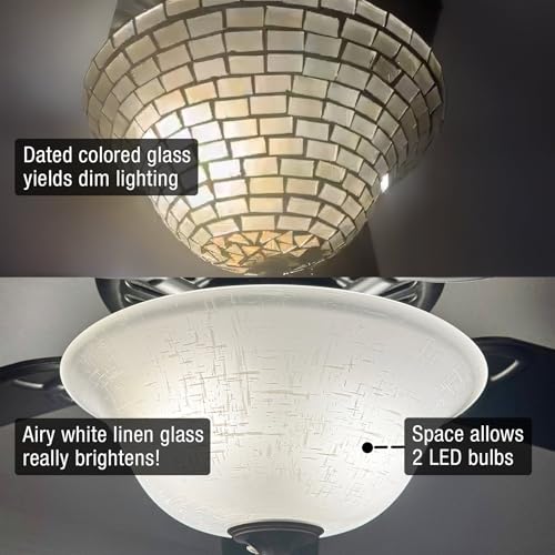 Ceiling Fan Globe Replacement Shade 13 Inch White Linen Glass Bowl