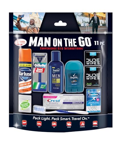 Men's and Women's Travel Grooming Kits with TSA Compliant Toiletries