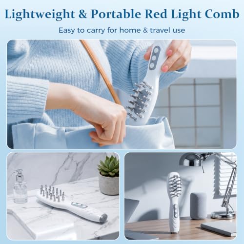 Red Light Therapy Hair Growth Device with Scalp Massager & Liquid Reservoir