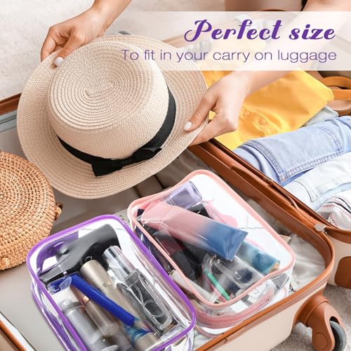 Reginary 25 Pcs Clear Makeup Bags Bulk Cosmetic Bags with Zipper Travel Toiletry Bags Waterproof Portable Transparent Zippered Pouches for Women Men Travel Bathroom Business (Bright Color)