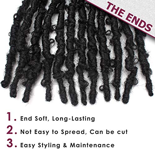 10 Inch Butterfly Locs Crochet Hair for Black Women - 6 Packs, Natural Black (1B)