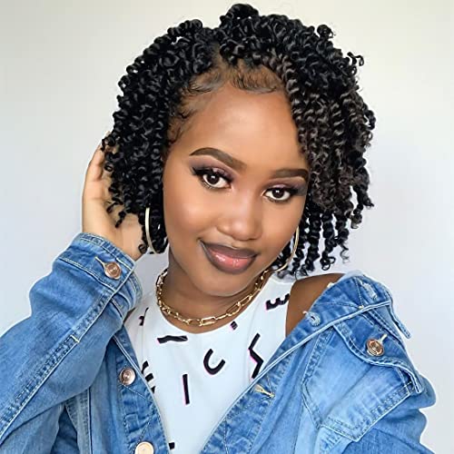 Passion Twist Crochet Hair 6 Inch for Black Women - Pre-Twisted, 1B, Pack of 8