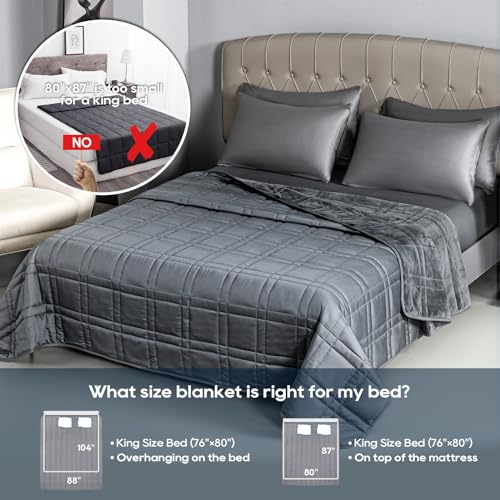 OMYSTYLE King Size 30lbs Reversible Weighted Blanket 88x104 All Season Grey