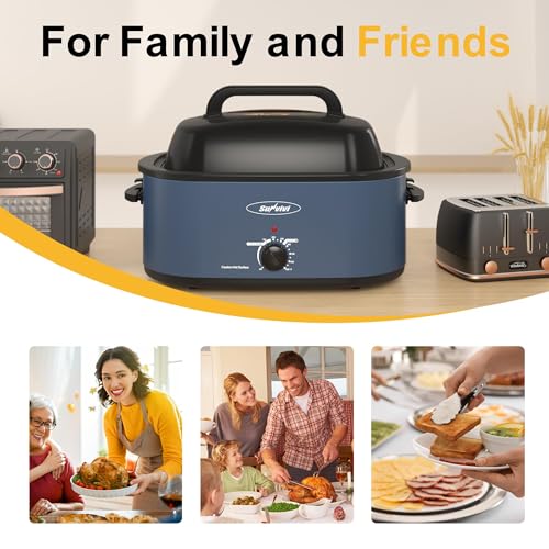 Electric Roaster Oven 22 Quart Large Capacity with Self-Basting Lid - Blue Variation
