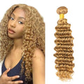 Deep Wave Human Hair Bundles - Honey Blonde #27, 18 Inch, Unprocessed Brazilian Virgin Hair - Variation #27 Honey Blonde D / 18
