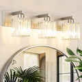 Aipsun Brushed Nickel 3-Light Crystal Bathroom Vanity Light, 23 Inch