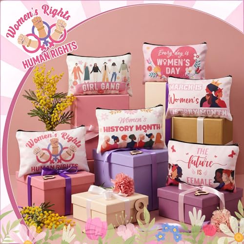 24 Pcs Women's History Month Gifts Bulk International Womens Day Gifts Feminist Awareness Makeup Bags Women Empowerment Party Favors for March 8th Female Rights Celebration Event