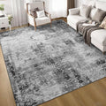 Grey 6x9 Abstract Boho Area Rug - Machine Washable Non-Slip Indoor Carpet