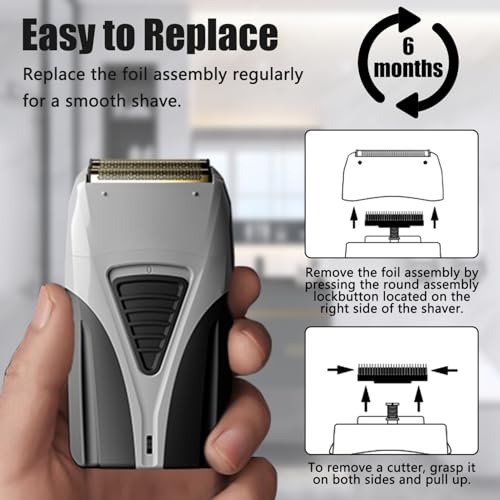 Replacement Foil Compatible with andis Foil Shaver TS-1 TS-2 17235 17150 17200, Replacement Head & Blades Compatible with andis TS-1 17235 TS-2 Pro Foil Lithium Titanium Foil Shaver, Gray - 2 Pack