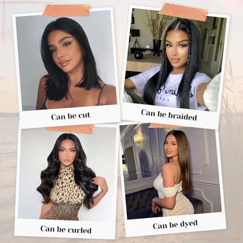 Black 24 Inch Wear and Go Glueless Straight Human Hair Lace Front Wig 6x4