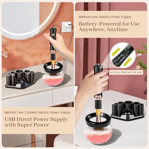 Ricris Black Electric Makeup Brush Cleaner & Dryer Spinner – Fast 10-30s