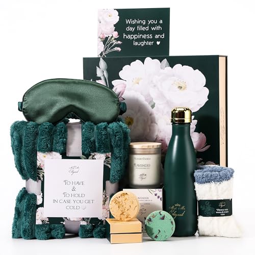 Luxury Spa Gift Basket for Women - Self-Care Birthday Set with Candles & Bottle