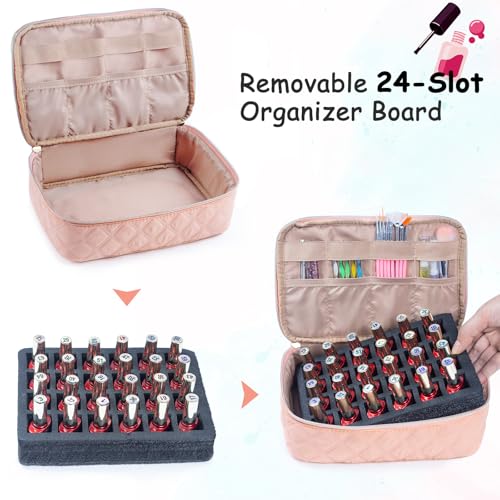ELCUPA Personalized Initial Nail Polish Organizer C – Holds 48 Bottles & Tools