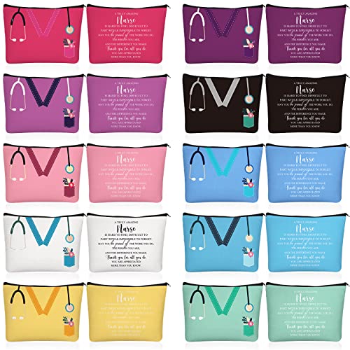 20 Pcs Nurse Cosmetic Bags with Zipper - Appreciation Gifts for Nurses