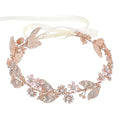 Rose Gold Wedding Headband with Flower Leaves Design Bridal Hair Vine