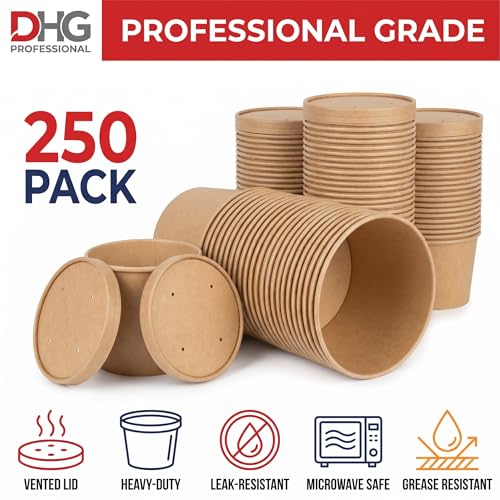 16 oz Kraft Paper Food Containers with Vented Lids - To Go Soup & Ice Cream Cups