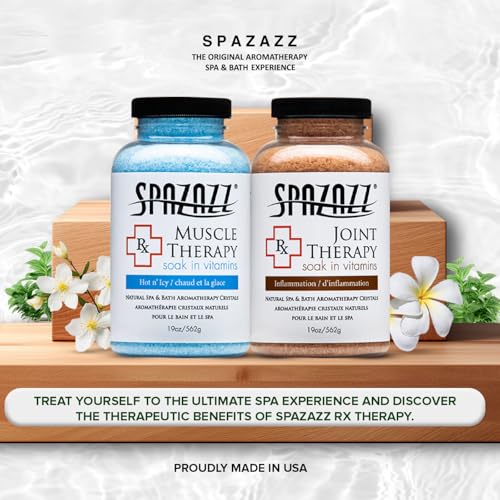 Spazazz RX Therapy Joint & Muscle Spa Salts with 5-Point Handheld Massager | Aromatherapy Bath Crystals