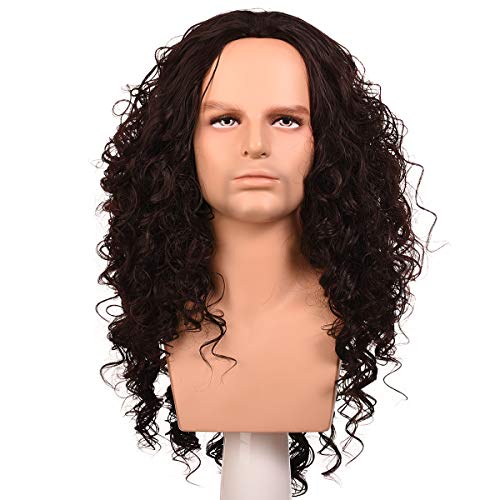 Morvally Long Curly Dark Brown Synthetic Wig for Cosplay & Halloween