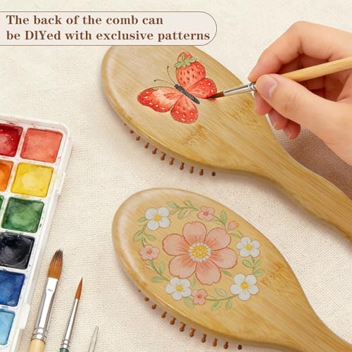 Fishtail Handle Bamboo Hair Brush Set - 10 Pack for Detangling & Styling