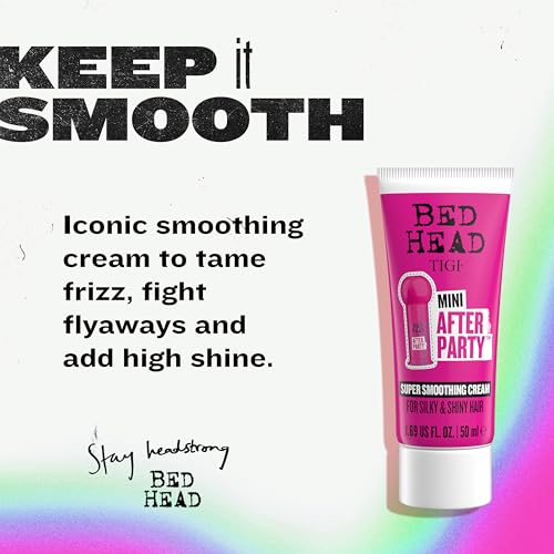 TIGI Bed Head After Party Super Travel Size Mini Smoothing Cream ? Anti Frizz hair styling product with humidity protection for frizzy, dull or coarse hair, 1.69 fl oz (Pack of 2)