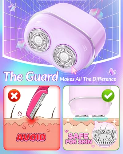Purple Facial Hair Remover for Women - Painless Face Shaver with Dual Blades, Rechargeable & Portable