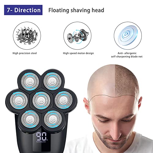 Electric Head Shavers for Bald Men, Head Razor for Men with Nose Hair Sideburns Trimmer, LED,Travle Lock