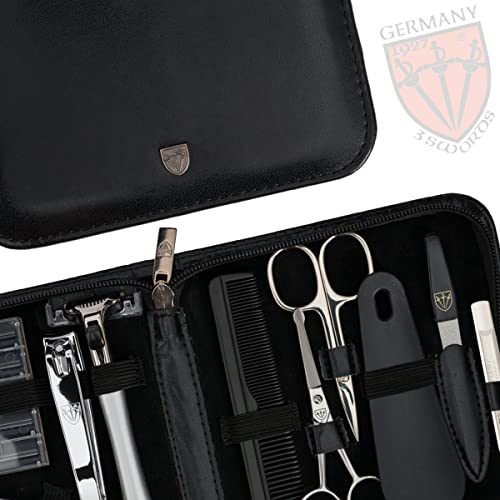 12-Piece Manicure Pedicure Nail Care Kit with Leather Case, German Quality