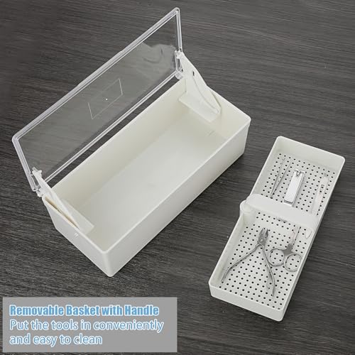 Nail Tool Sterilizer Box with Tray - White, for Nail Art Accessories & Tools