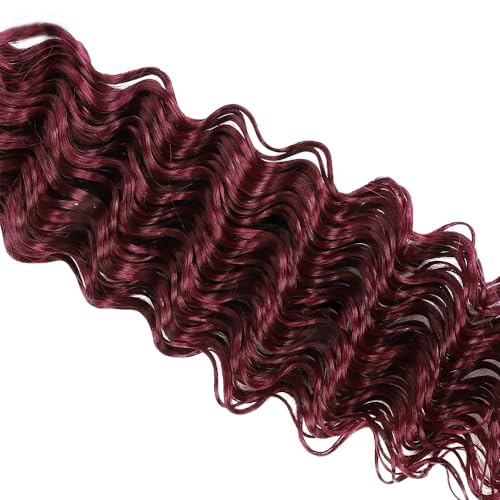 99J Burgundy Deep Wave Human Hair Bundles - 8, 10, 12 Inch, 3 Pack Variation #99j Bug DP (GL) - Unprocessed Brazilian Virgin Hair