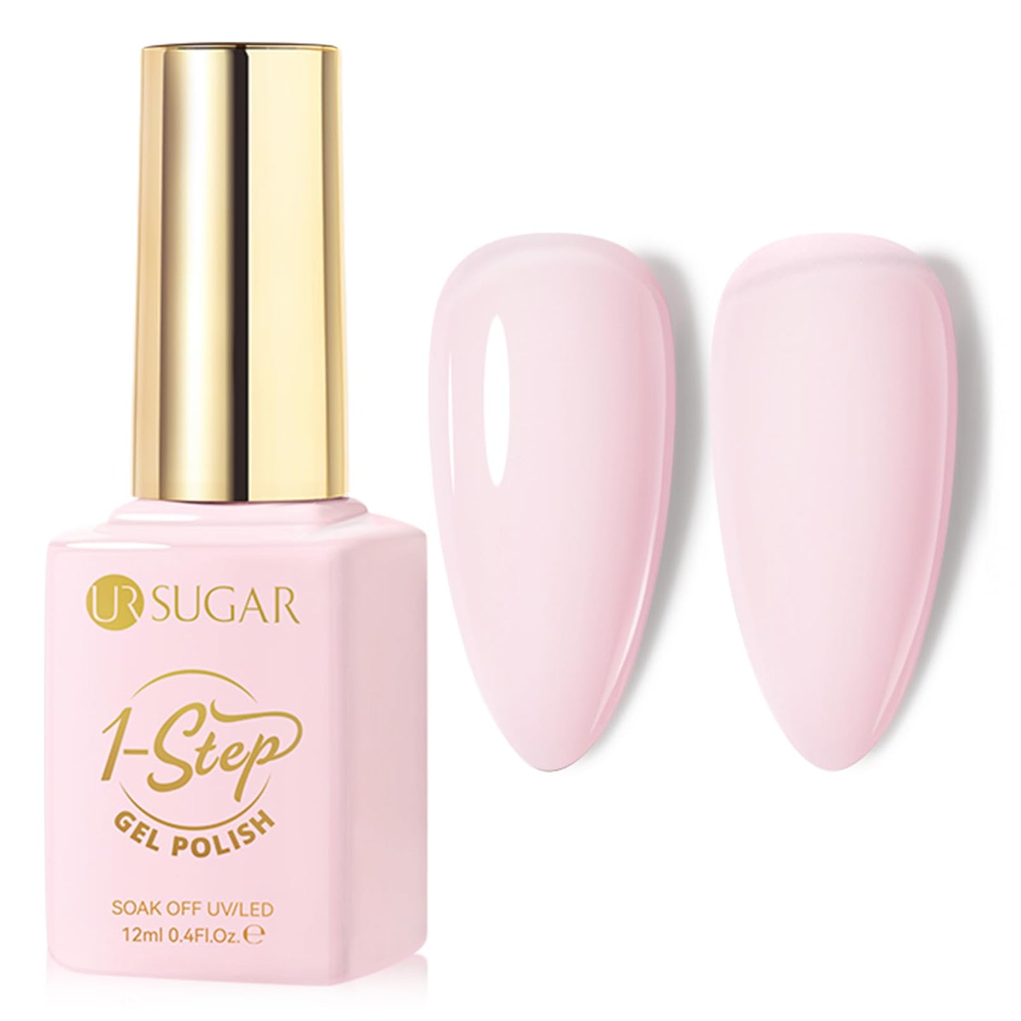 UR SUGAR Pastel Pink Gel Nail Polish - 12ml (0.4 Fl Oz) All-in-One Step Gel Polish Soak Off LED/U V Lamp DIY Salon Manicure at Home Long Lasting Glossy Finish Home Nail Salon Gift for Women & Girls
