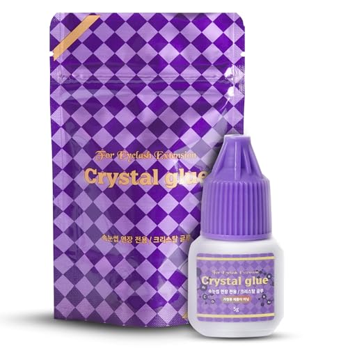 Crystal Glue for Eyelash Extension 5ml, 2-3s Drying Time, 6-7 Weeks Retention, Black Strong Adhesive, Waterproof Lash Bond, Latex Free, Professional Use Only.