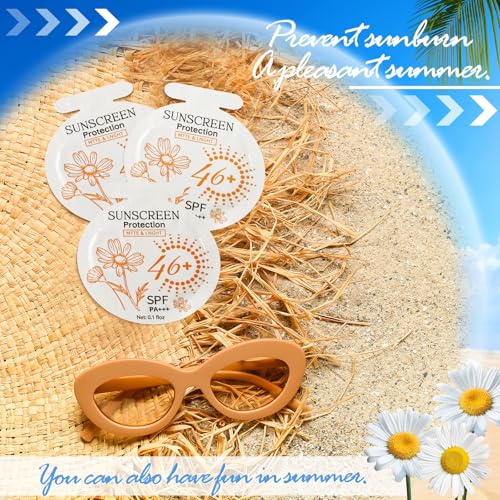Heigble 100 Pcs Travel Size Sunscreen Packets SPF 46+ Bulk, Individual 3ml Gel Sunscreen for Outdoor Use