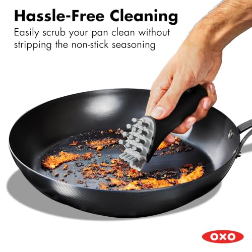 OXO Obsidian 10-Inch Carbon Steel Frying Pan, Pre-Seasoned, Oven & Induction Safe
