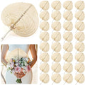 BBTO 32 Pieces Handmade Woven Bamboo Hand Fans Natural Raffia Summer Cooling Supplies - Variation of THIS listing