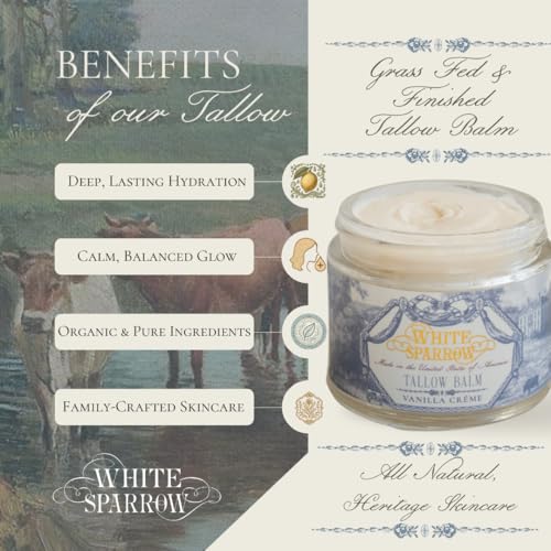 Organic Grass Fed Tallow Balm Vanilla Crème for Face & Body - All Natural Moisturizer 2 oz