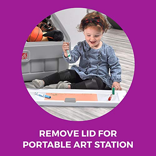 Kids 2-in-1 Toy Storage Chest & Art Easel - Gray