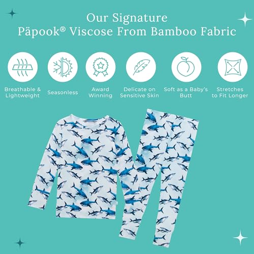 Sharks Boys Pajamas Set - Toddler Long Sleeve PJs for Kids 5-6 Years
