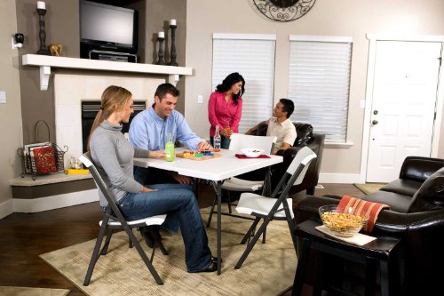 Lifetime 37-Inch Square Fold-In-Half Table White Granite Top 1 Pack