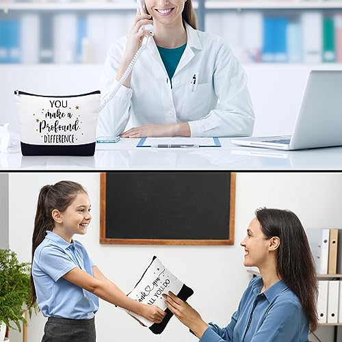 Cunno 30 Pcs Canvas Zipper Pouch Bulk Inspirational Quotes Makeup Bags 6 Style Women Employee Christmas Appreciation Gifts for Emergency Nurse Teacher Travel Toiletry Organized(Classic)