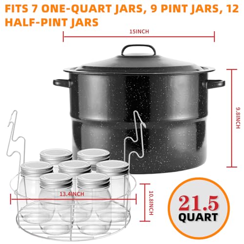 21.5QT Water Bath Canning Pot with Rack and Lid - Large Capacity Food-Grade Steel