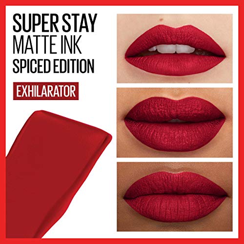 MAYBELLINE Super Stay Matte Ink Liquid Lipstick Makeup Long Lasting High Impact Color Up to 16H Wear Exhilarator Ruby Red and Innovator Cardinal Red 1 Count Each