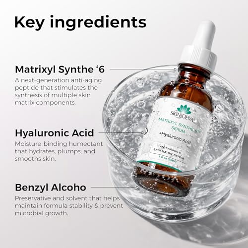 SKIN DEVA Matrixyl Synthe’6 & Hyaluronic Acid Anti-Aging Facial Serum 1 Fl Oz
