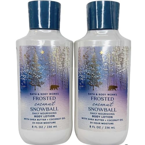 Bath and Body Works 2 Pack Frosted Coconut Snowball Super Smooth Body Lotion 8 Oz