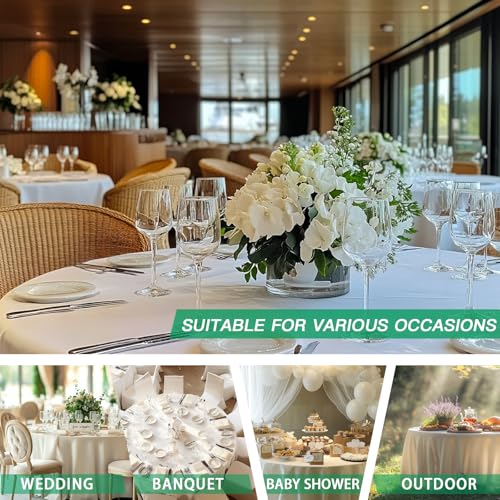 Fixwal 6 Pack 120 Inch Ivory Round Tablecloth for Weddings & Events