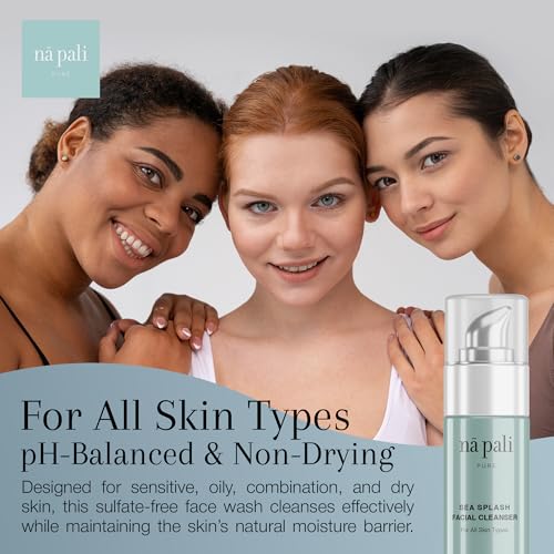 Na Pali Pure Hydrating Facial Cleanser with Dead Sea Salts & Green Tea - pH-Balanced, All Skin Types, 6.7 fl oz