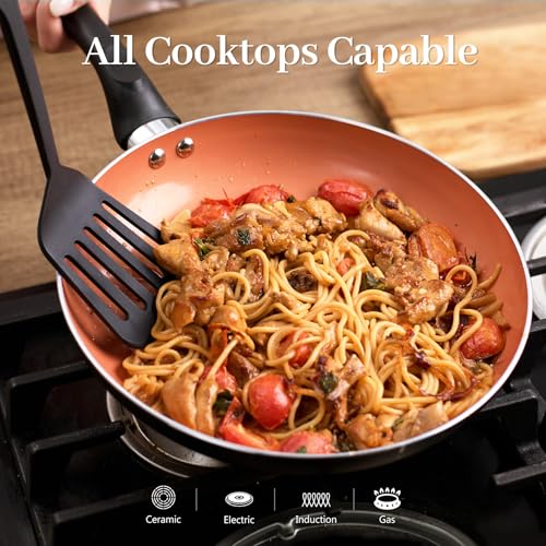 15-Piece Ceramic Cookware Set Nonstick Pots and Pans with Induction Compatibility