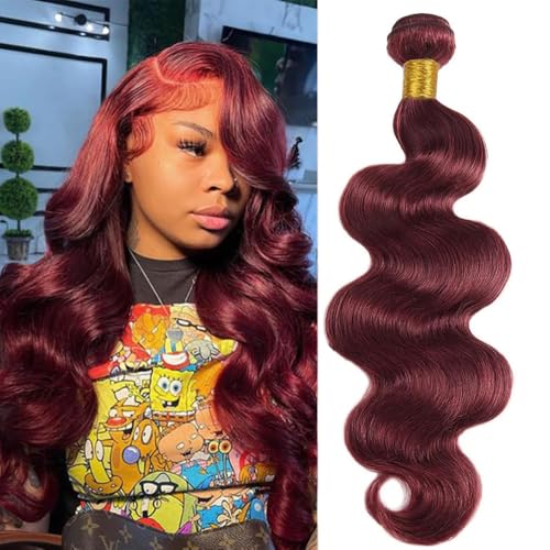 Burgundy Body Wave Human Hair Extensions 12A Grade 24 Inch Bundle - Natural Black & Burgundy