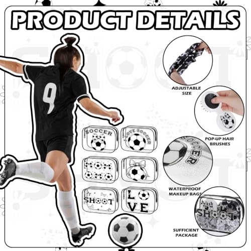 Black White Soccer Bow Makeup Bag & Party Favors Set - 36 Pcs